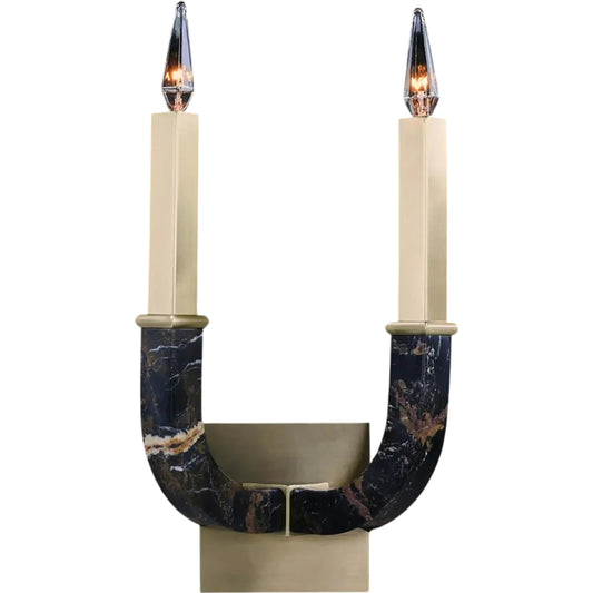 Hampton Court Two-Light Wall Sconce by John-Richard in honey brass. Made from unique in a unique style.