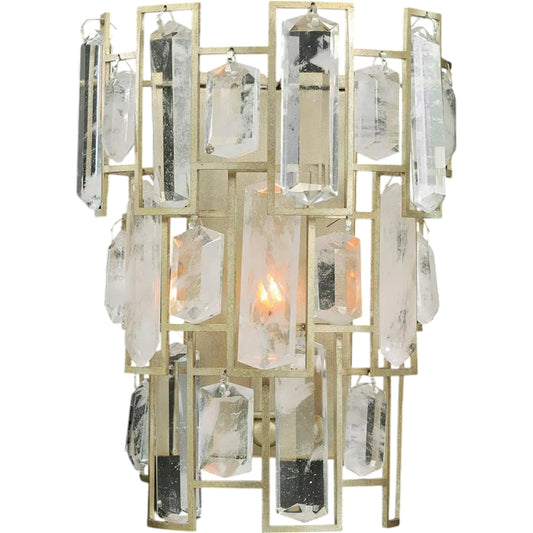 Sovereign Single-Light Wall Sconce by John-Richard in champagne silver leaf. Made from unique in a unique style.
