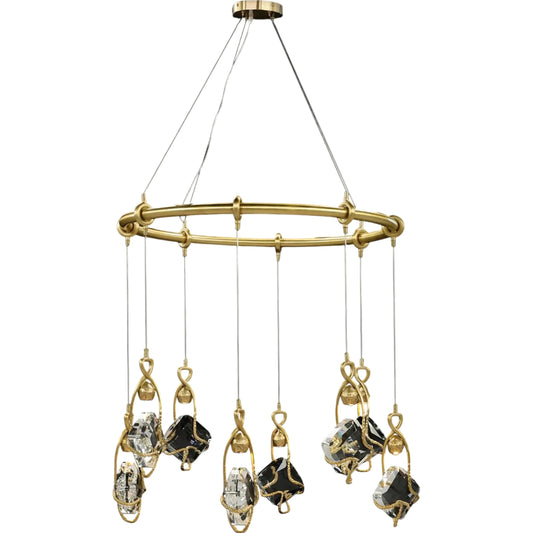 Mirelle Eight-Light Chandelier by John-Richard in antique brass. Made from unique in a unique style.