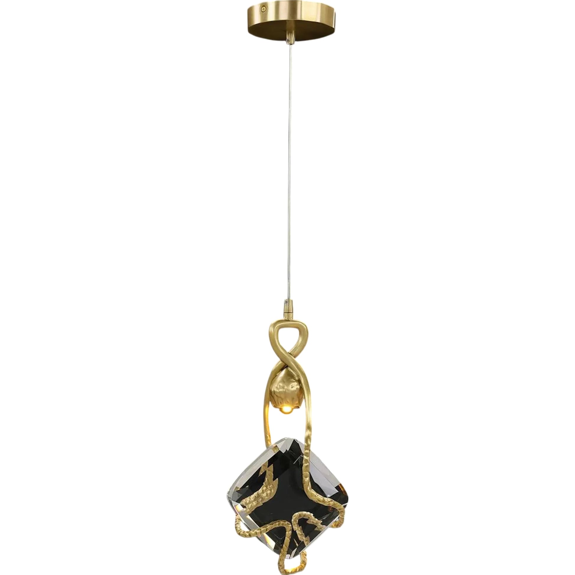 Mirelle Single-Light Pedant Chandelier by John-Richard in antique brass. Made from unique in a modern style.