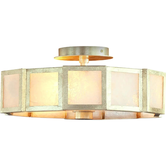 Stonehaven Three-Light Flush Mount by John-Richard in gold leaf. Made from unique in a unique style.