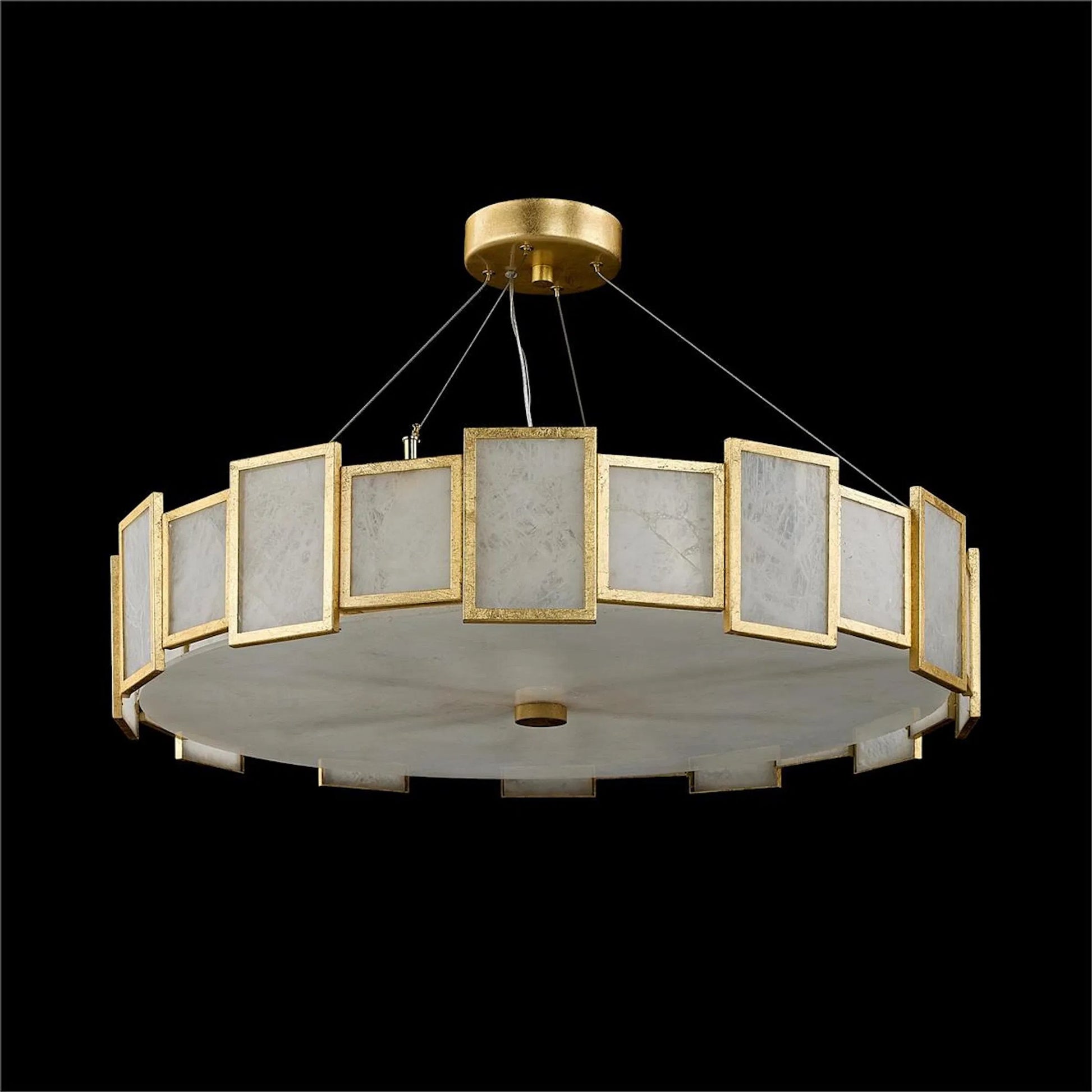 Calcite Panel Six-Light Chandelier by John-Richard. Made from unique in a unique style.