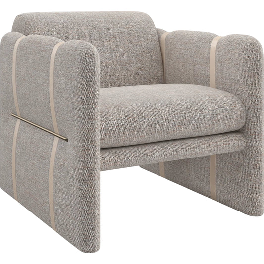 Cigar Club Chair by Caracole in brushed gold. Made from birch in a unique style.