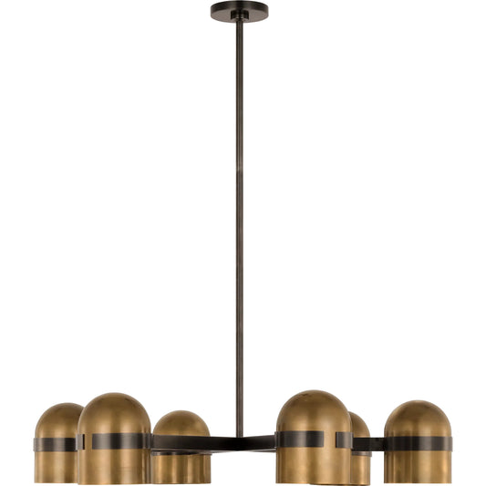 Octavia Large Chandelier by Visual Comfort & Co. in blackened bronze, bright worn brass. Made from brass in a unique style.