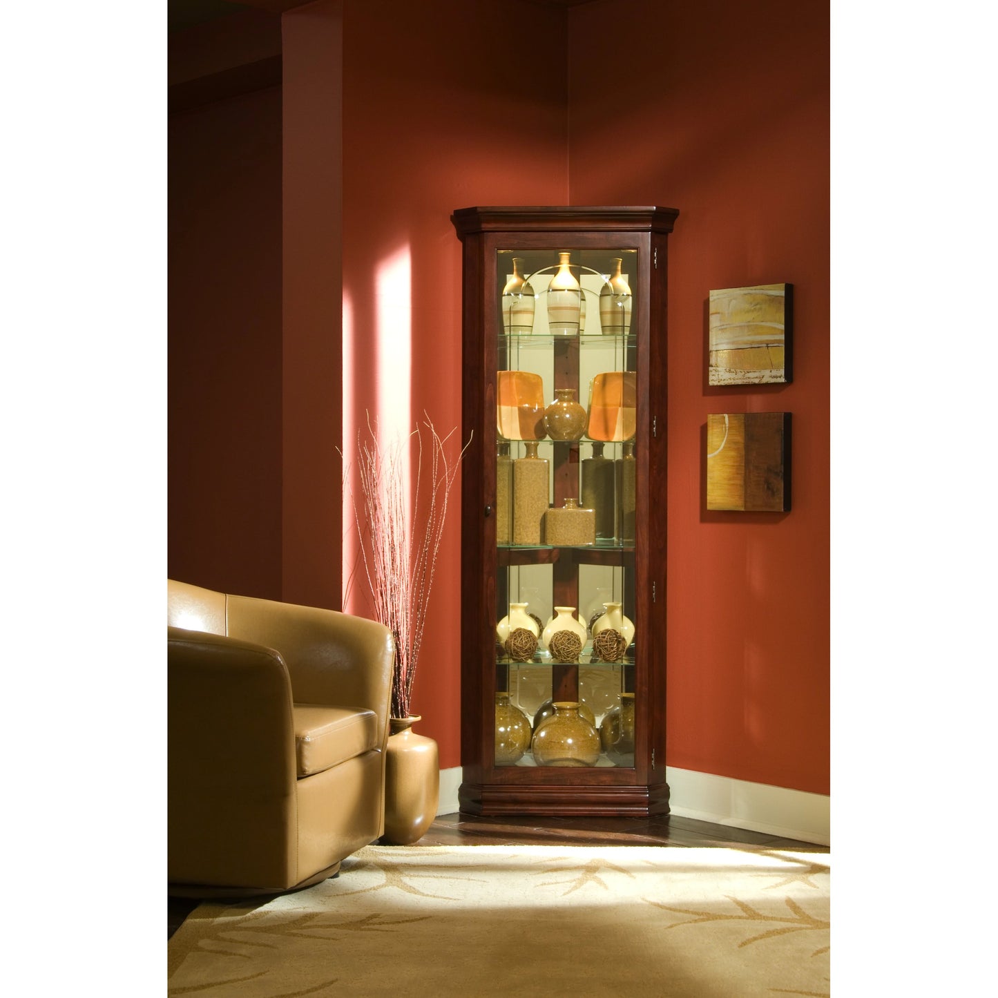 005 SI-2155495 | Lifestyle | Corner Curio by Pulaski Furniture. Made from unique in a traditional style.