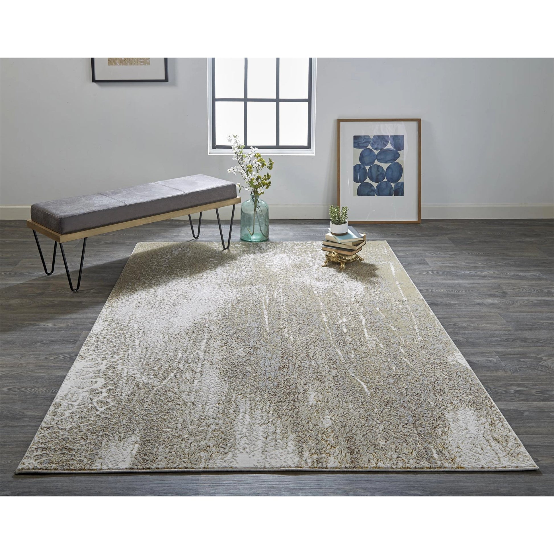 Aura Rug - 3739F by Feizy in ivory, gray, gold. Made from polyester, polypropylene in a unique style.