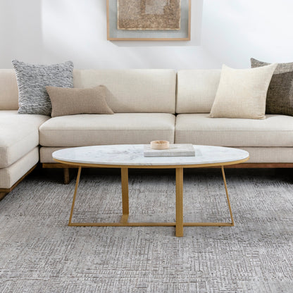 Akola Coffee Table - 32780 by Surya in white, gold and gold. Made from top: marble, base: metal in a modern style.