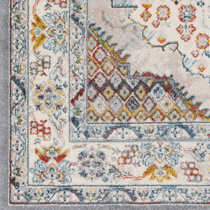 Ankara Rug by Livabliss in gray, taupe, ice blue, dark blue, cream, rust. Made from polypropylene in a unique style.
