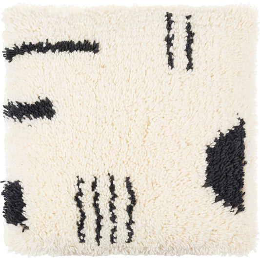 Aksel Pillow - 481414 by Surya in off-white, beige, light grey, onyx. Made from front: 80% wool, 20% cotton, back: 100% cotton in a modern style.