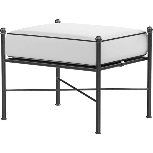 Provence Outdoor Ottoman by Sunset West. Made from wrought iron in a modern style.