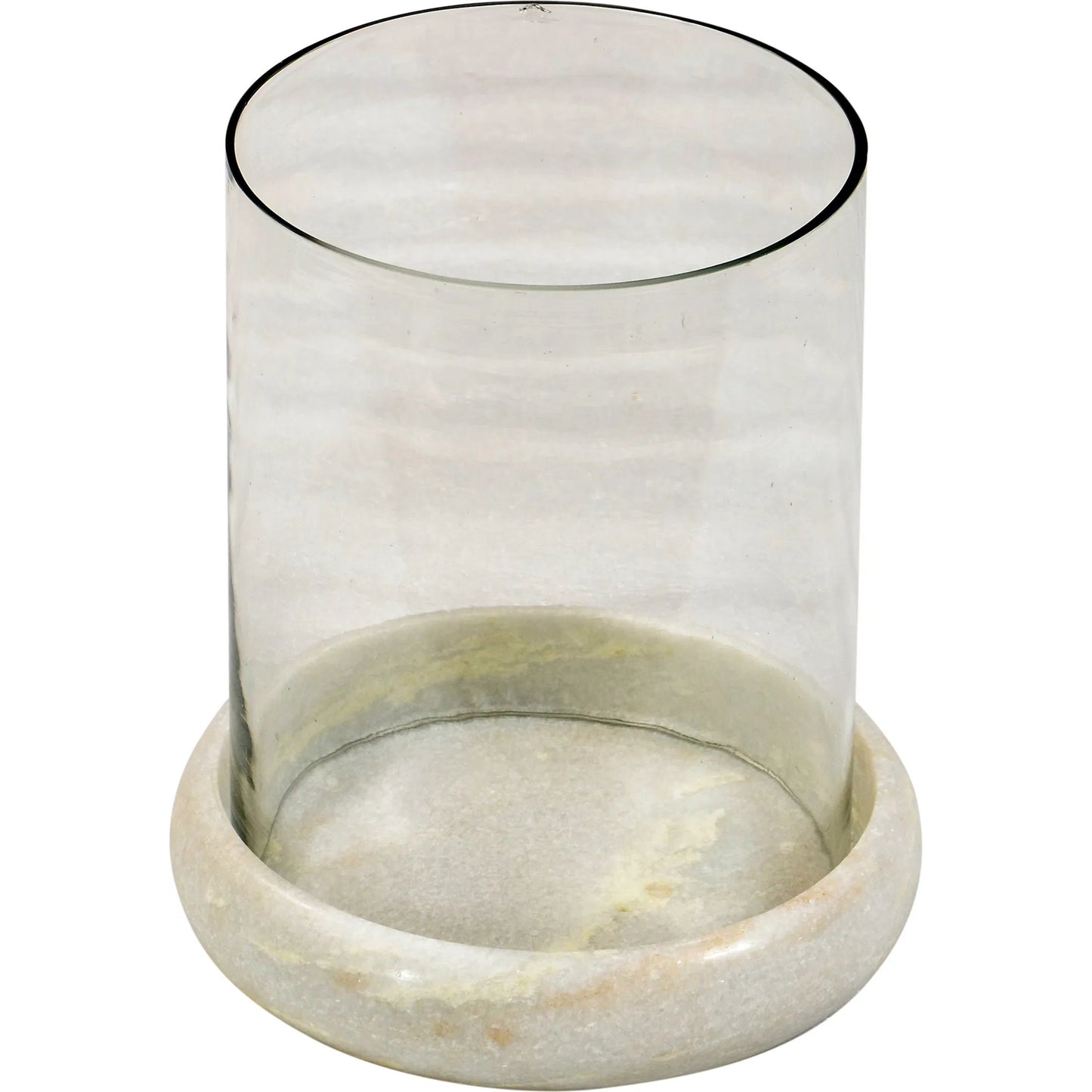 001 SI-2075288 | Primary Silo | Cielo Hurricane Candle Holder by Arch & Plane in white, clear and clear glass, white marble finish. Made from marble, glass in a modern style.