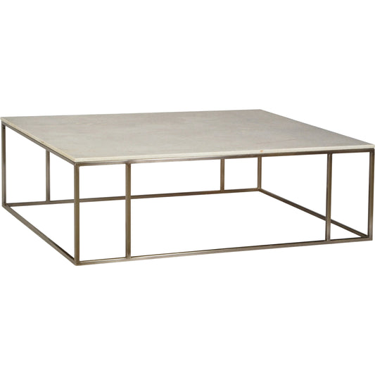 Dagny Marble Coffee Table by Arch & Plane in white, silver and nickel finish, natural white marble top. Made from marble, iron in a modern style.