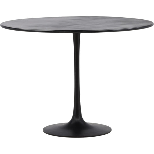 Alec Round Tulip Dining Table by Arch & Plane in black and antique black finish. Made from iron in a modern style.