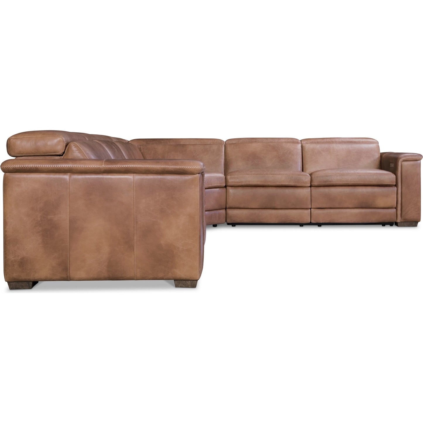 003 SI-2534146 | Additional Silo | Lioni Leather 4-PIECE Power Motion Sectional by Bernhardt in brown. Made from leather in a unique style.