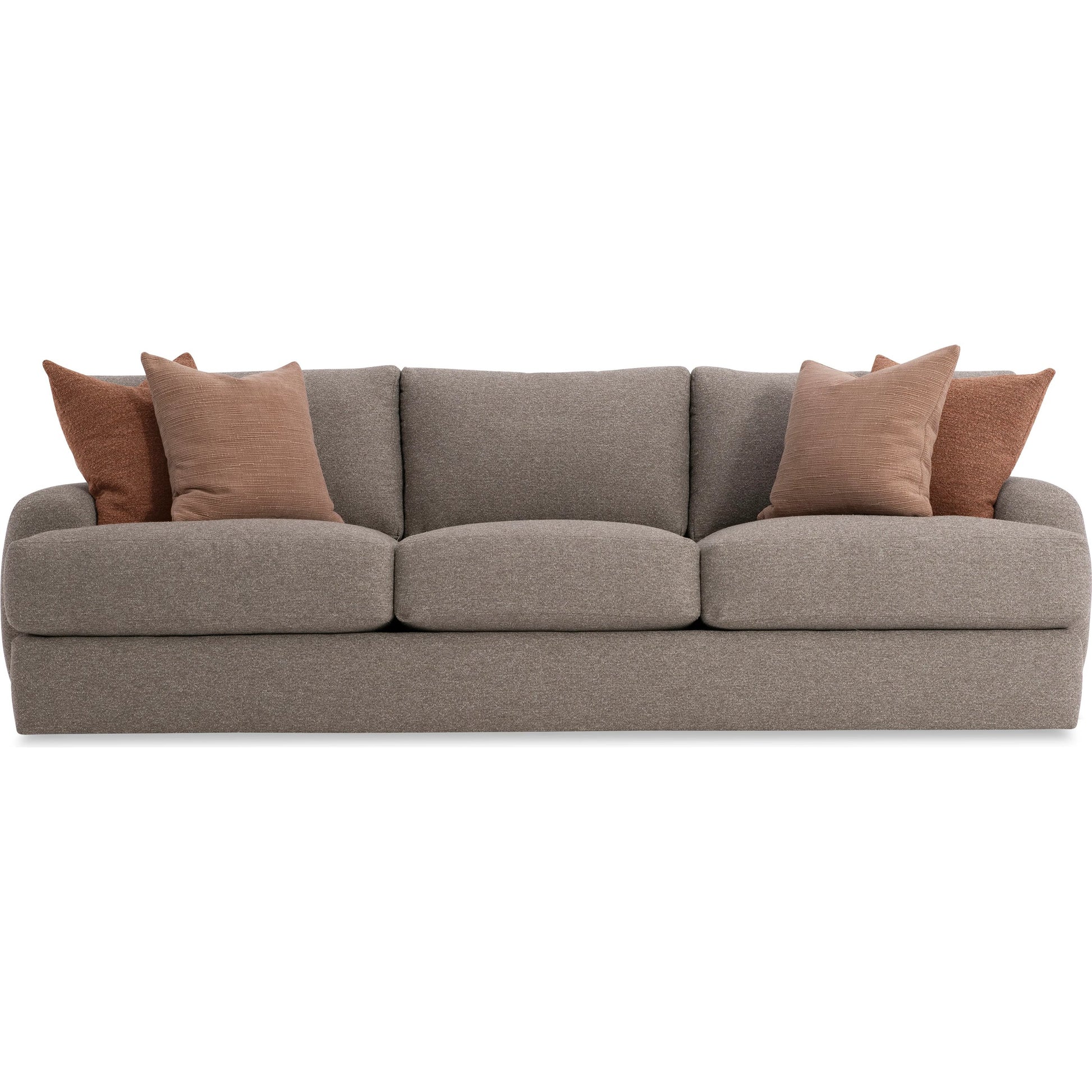 Cameron Fabric Sofa by Bernhardt in brown. Made from fabric, polyfoam core, virgin polyester fibers, waterfowl feathers, waterfowl down in a transitional style.