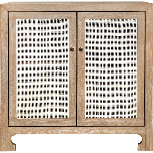 Alden Two Door Cane Cabinet by Worlds Away in cerused oak. Made from oak, cane in a cottage & farmhouse style.