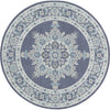 Navy, Pale Blue, Taupe, White, Teal / 5'3" Round