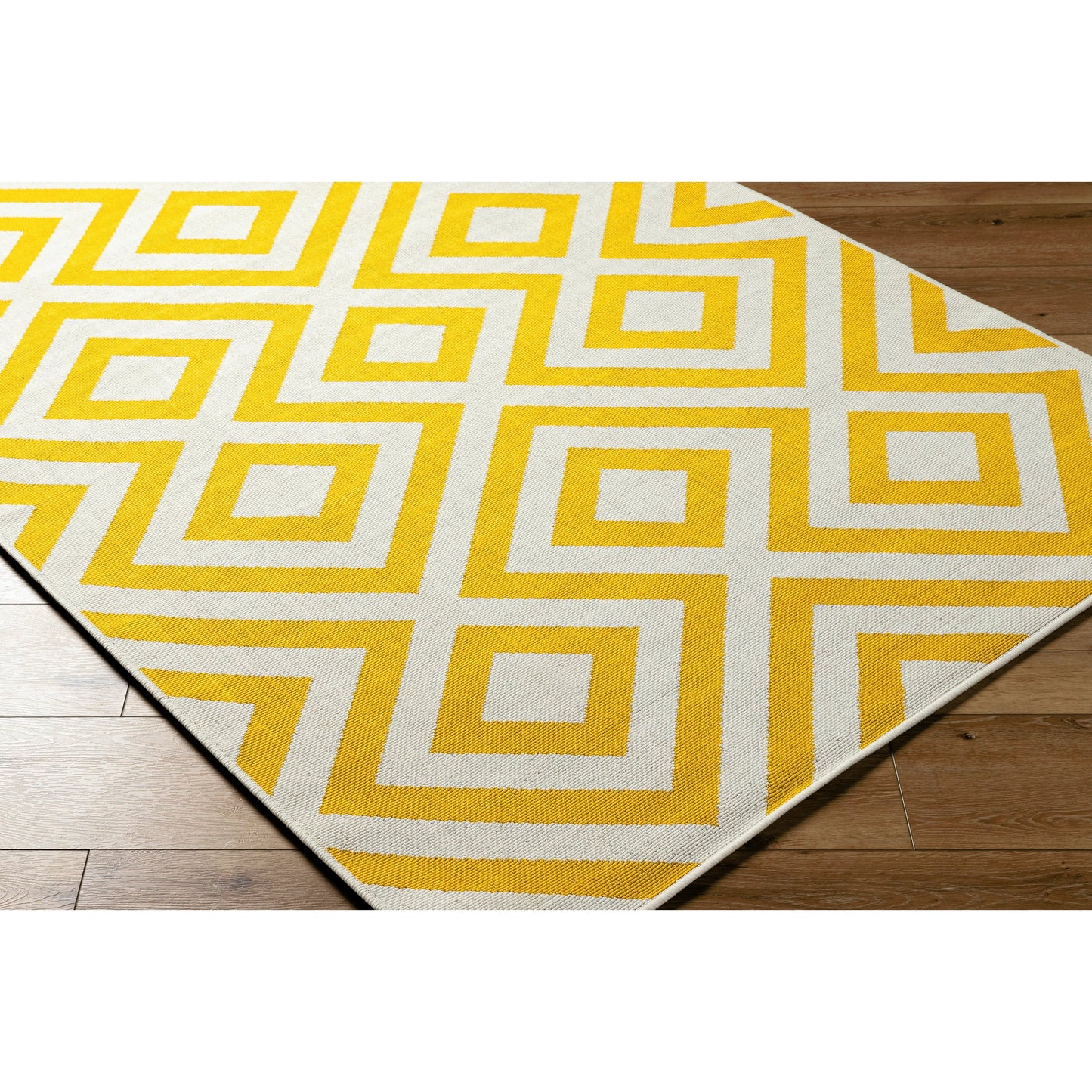 007 SI-2046232,SI-2046234 | Closeup | Alfresco Rug - 21046 by Livabliss in sunflower yellow, ivory. Made from face: 100% olefin in a unique style.