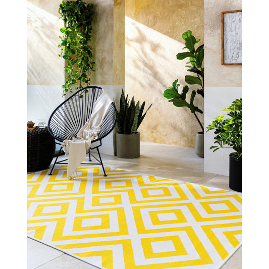Alfresco Rug - 21046 by Livabliss in saffron, beige, off-white. Made from face: 100%