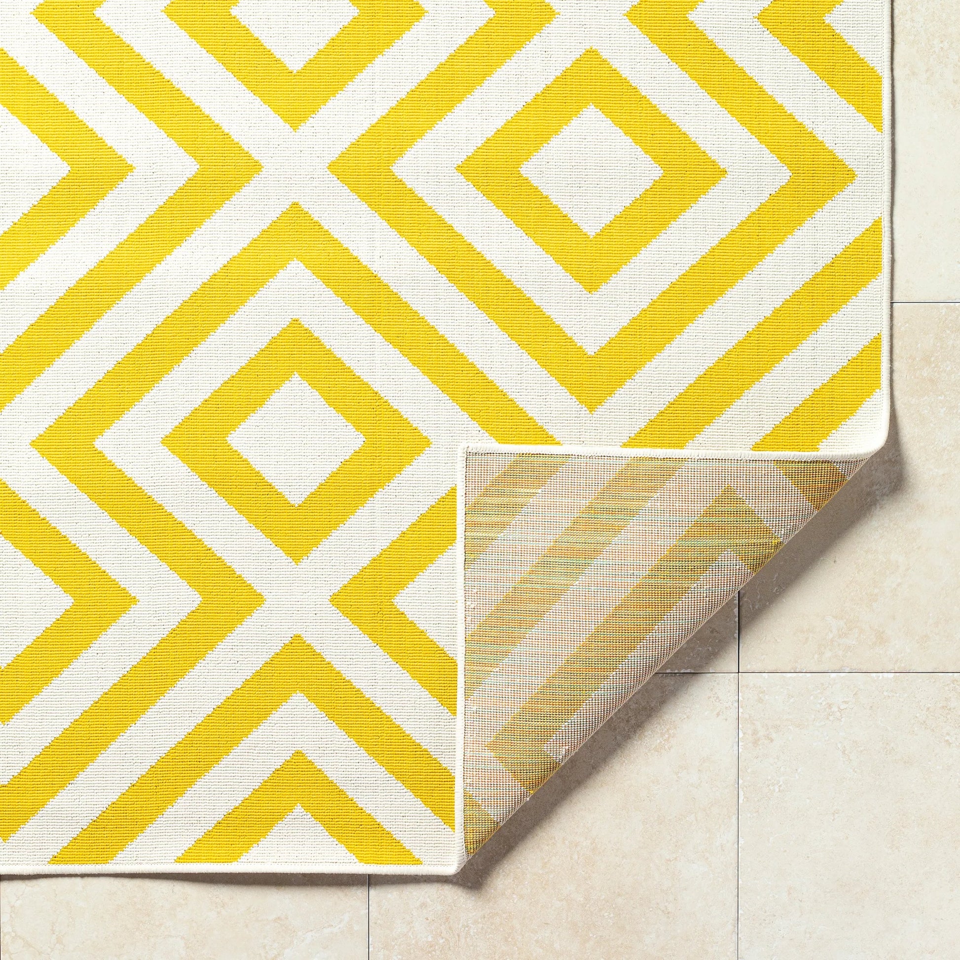 Alfresco Rug - 21046 by Livabliss in saffron, beige, off-white. Made from face: 100% o