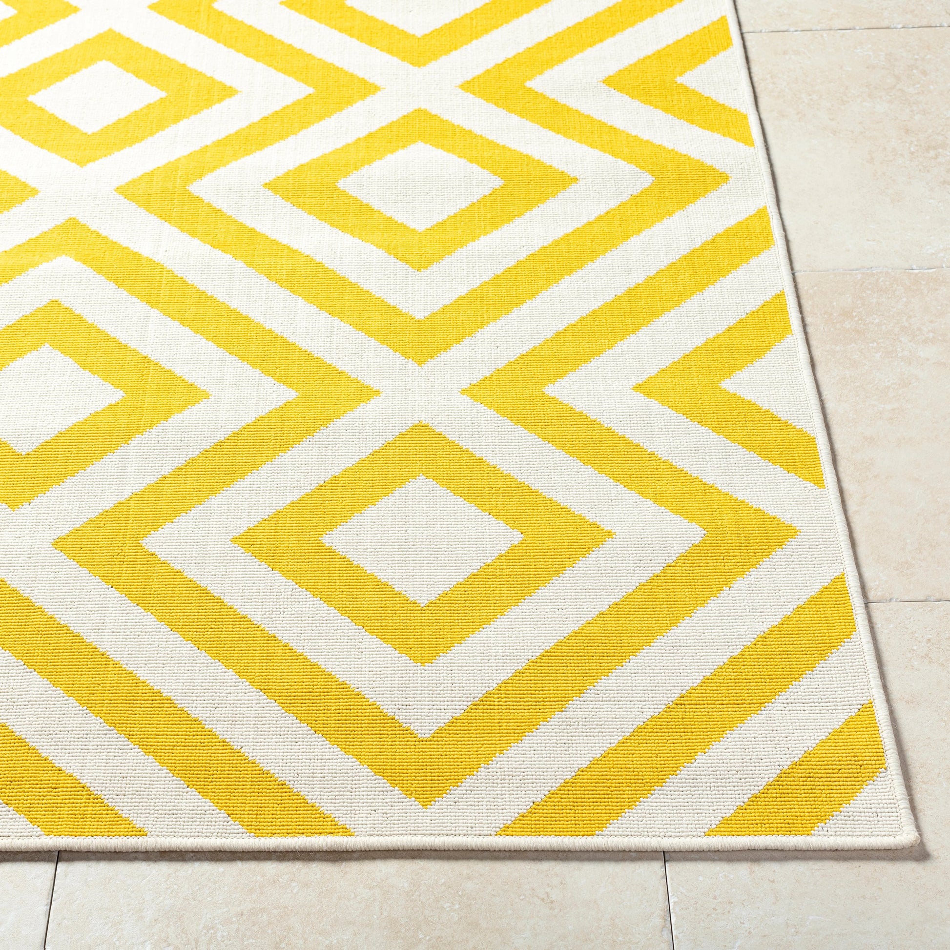 Alfresco Rug - 21046 by Livabliss in saffron, beige, off-white. Made from face: 100% o