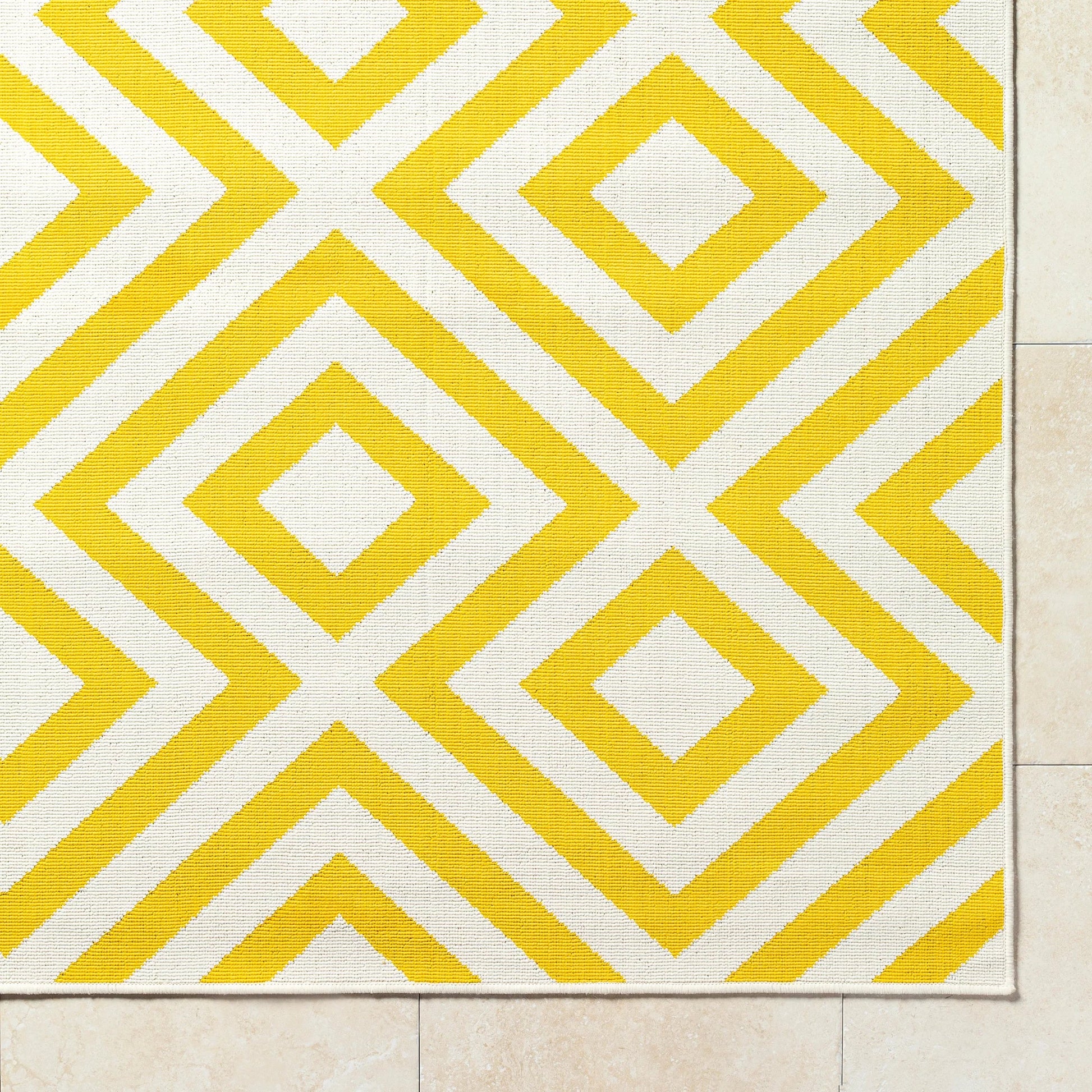 Alfresco Rug - 21046 by Livabliss in saffron, beige, off-white. Made from face: 100% o