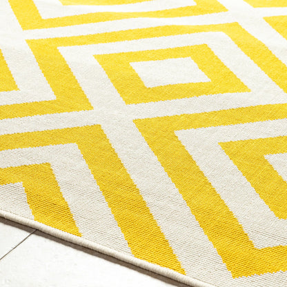 Alfresco Rug - 21046 by Livabliss in saffron, beige, off-white. Made from face: 100% o