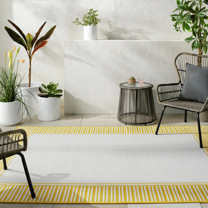 Alfresco Rug - 35682 by Livabliss in sunflower yellow, ivory. Made from face: 100% olefin in a unique style.