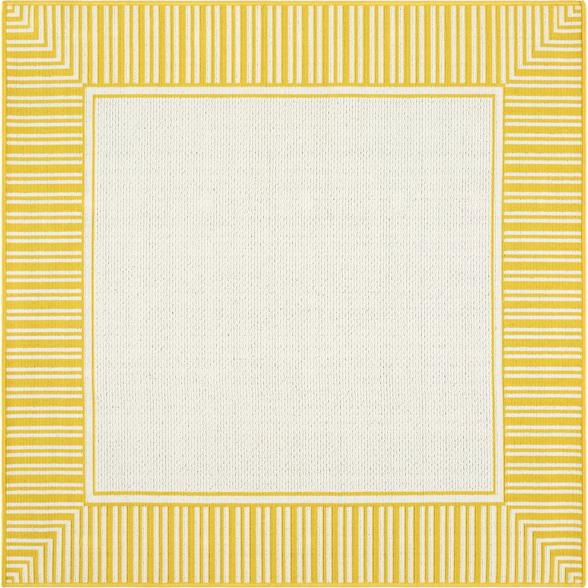 Alfresco ALF-9694 Indoor/Outdoor Rug by Livabliss in sunflower yellow, ivory. Made from face: 100% olefin in a unique style.