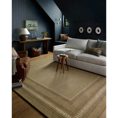 Alfie ALF-04 Rug by Chris Loves Julia x Loloi in green, natural. Made from 100% wool in a unique style.
