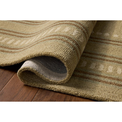 Alfie ALF-04 Rug by Chris Loves Julia x Loloi in green, natural. Made from 100% wool in a unique style.