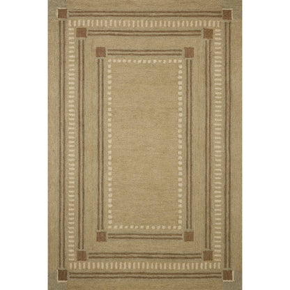 Alfie ALF-04 Rug by Chris Loves Julia x Loloi in green, natural. Made from 100% wool in a unique style.