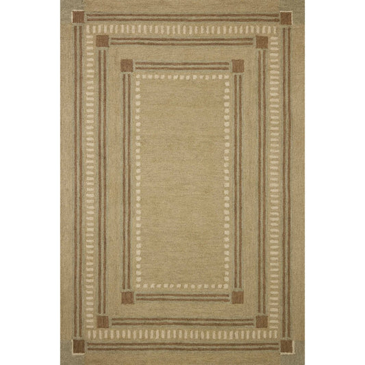 Alfie ALF-04 Rug by Chris Loves Julia x Loloi in green, natural. Made from 100% wool in a unique style.