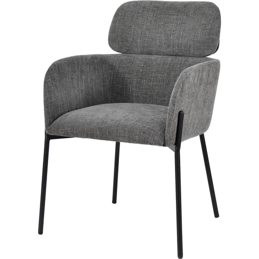 Allegra Dining Chair by LH Imports in black. Made from polyester, foam, iron, plywood in a traditional style.