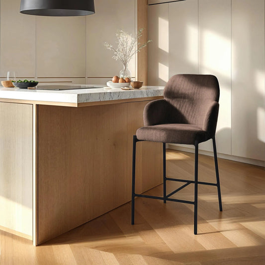 Allegra Counter Stool (Set of 2) by LH Imports in black. Made from polyester, foam, iron, plywood in a traditional style.