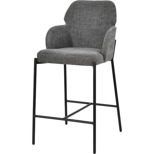 Allegra Counter Stool (Set of 2) by LH Imports in black. Made from polyester, foam, iron, plywood in a traditional style.
