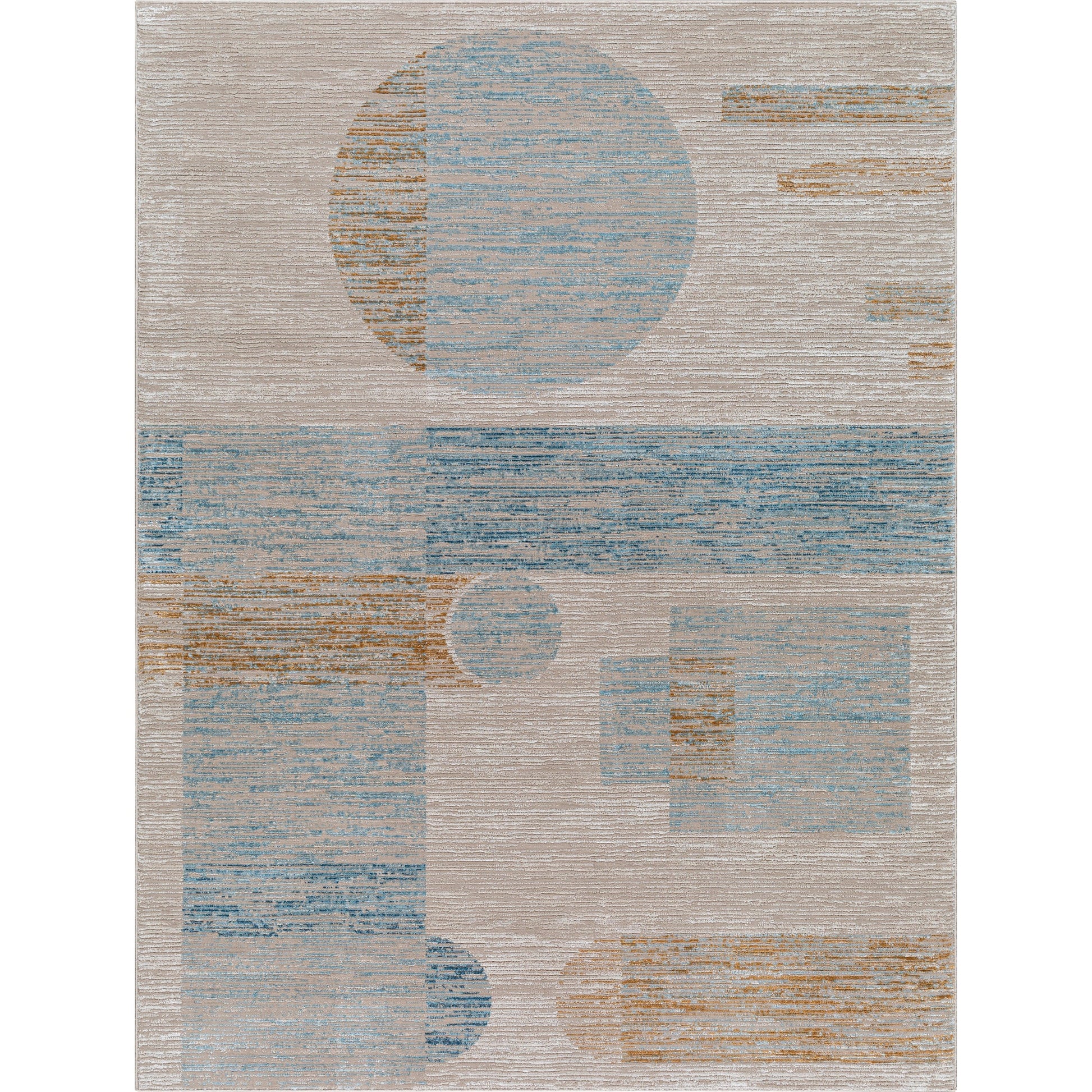 Allegro Rug - 500851 by Livabliss in tan, light beige, blue, ivory, mustard. Made from face: 80% polyester, 20% polypropylene, warp: 100% jute in a unique style.