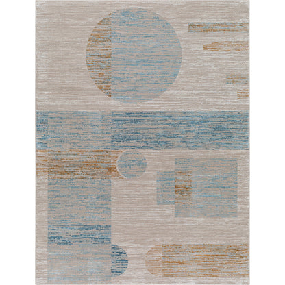 Allegro Rug - 500851 by Livabliss in tan, light beige, blue, ivory, mustard. Made from face: 80% polyester, 20% polypropylene, warp: 100% jute in a unique style.