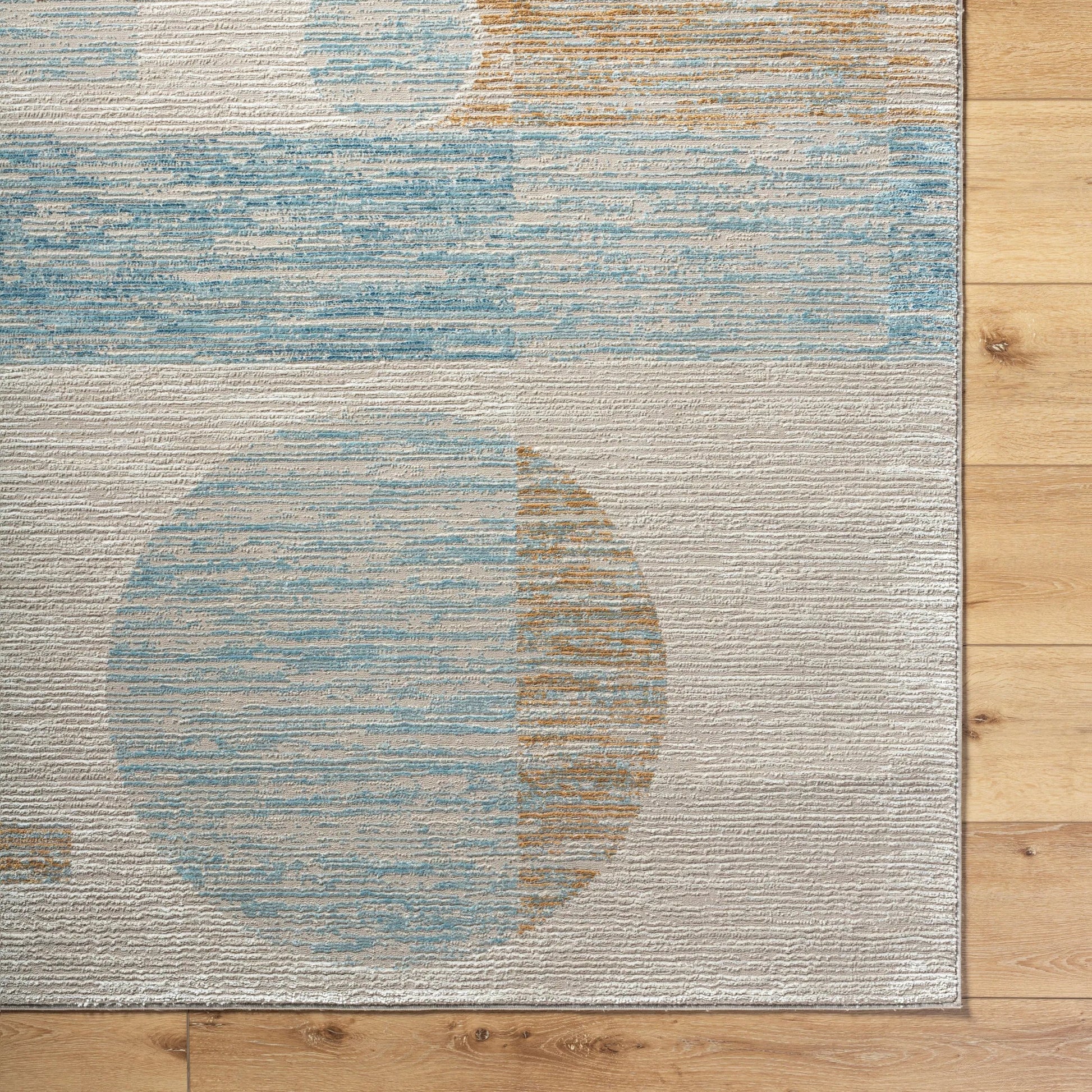 Allegro Rug - 500851 by Livabliss in tan, light beige, blue, ivory, mustard. Made from face: 80% polyester, 20% polypropylene, warp: 100% jute in a unique style.