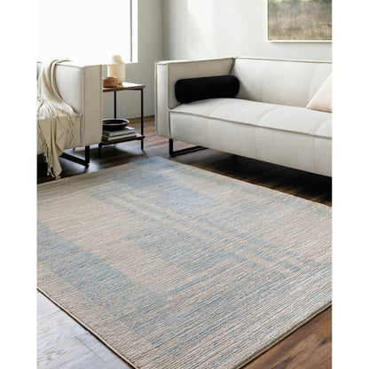 Allegro Rug - 500865 by Livabliss in tan, light beige, blue, ivory. Made from face: 80% polyester, 20% polypropylene, warp: 100% jute in a unique style.