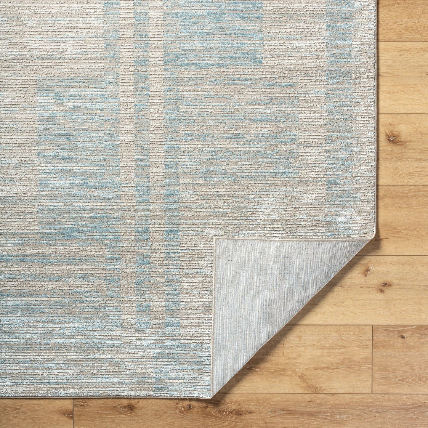 003 SI-2132372,SI-2132373,SI-2132374,SI-2132375 | Closeup | Allegro Rug - 500865 by Livabliss in tan, light beige, blue, ivory. Made from face: 80% polyester, 20% polypropylene, warp: 100% jute in a unique style.