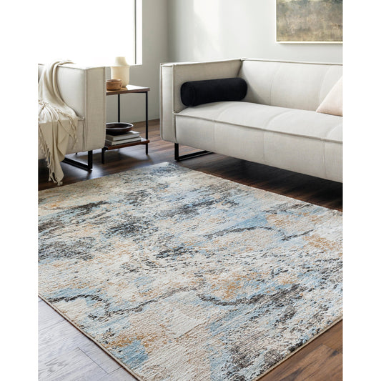 Allegro Rug - 500892 by Livabliss in light beige, tan, blue, ivory, charcoal. Made from face: 80% polyester, 20% polypropylene, warp: 100% jute in a unique style.