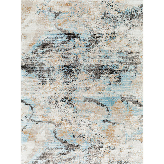 Allegro Rug - 500892 by Livabliss in light beige, tan, blue, ivory, charcoal. Made from face: 80% polyester, 20% polypropylene, warp: 100% jute in a unique style.