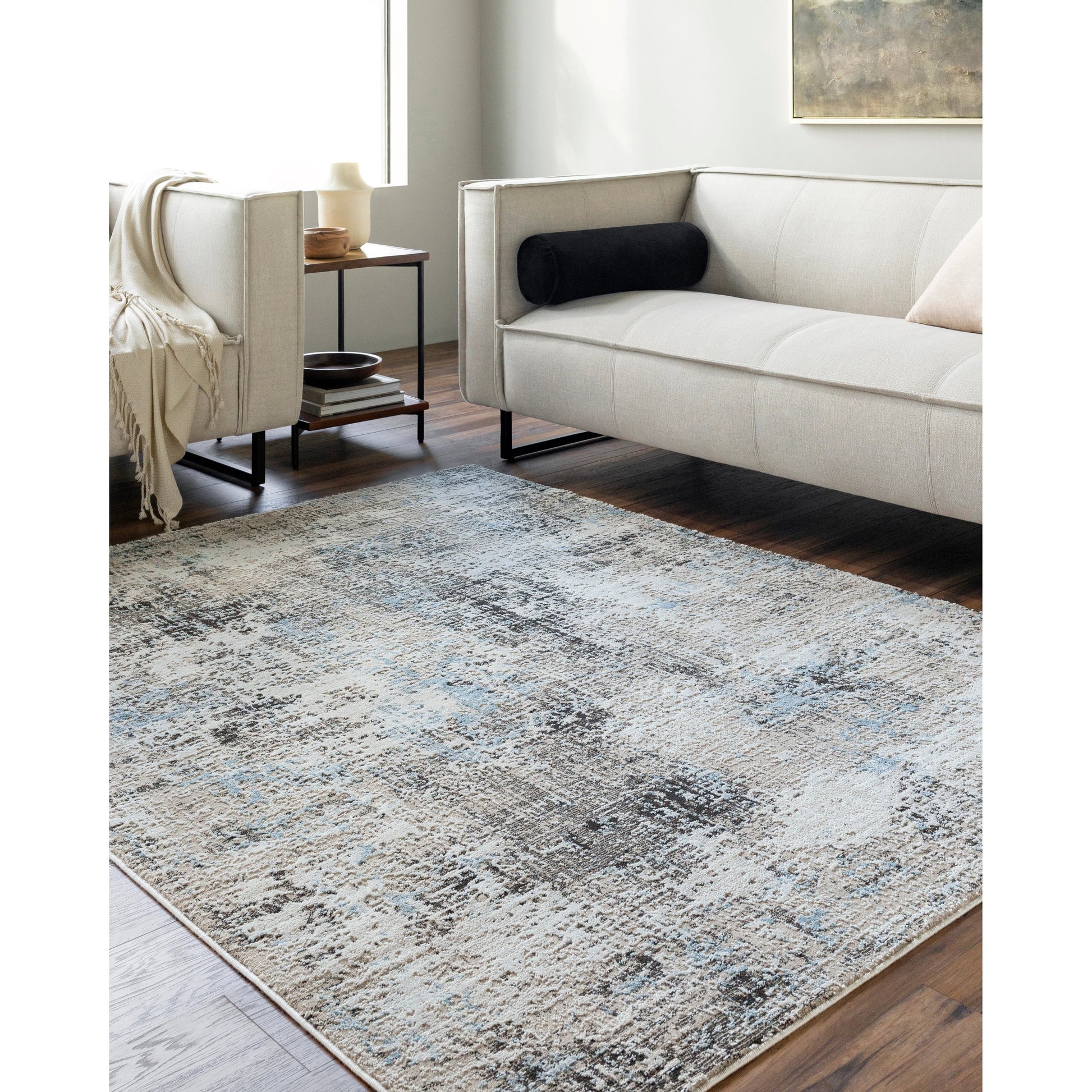 Allegro Rug - 500899 by Livabliss in tan, ivory, light beige, charcoal, mustard. Made from face: 80% polyester, 20% polypropylene, warp: 100% jute in a unique style.