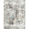Tan, Ivory, Light Beige, Charcoal, Blue / 5'3" x 7'