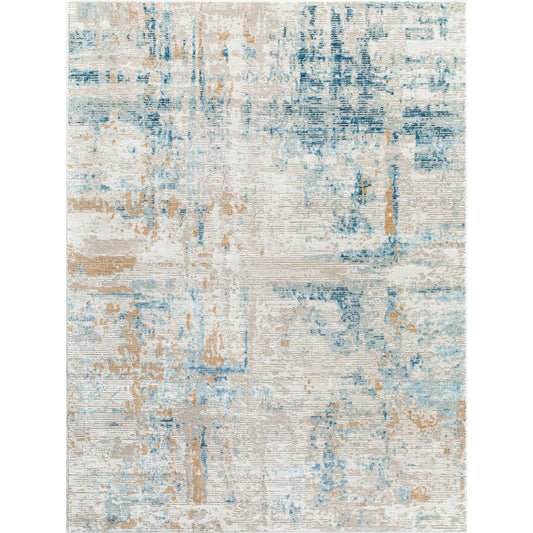 Allegro Rug - 500919 by Livabliss in tan, light beige, ivory, navy, blue. Made from face: 80% polyester, 20% polypropylene, warp: 100% jute in a unique style.