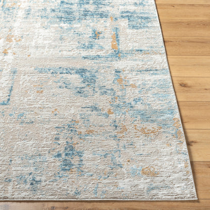 Allegro Rug - 500919 by Livabliss in tan, light beige, ivory, navy, blue. Made from face: 80% polyester, 20% polypropylene, warp: 100% jute in a unique style.