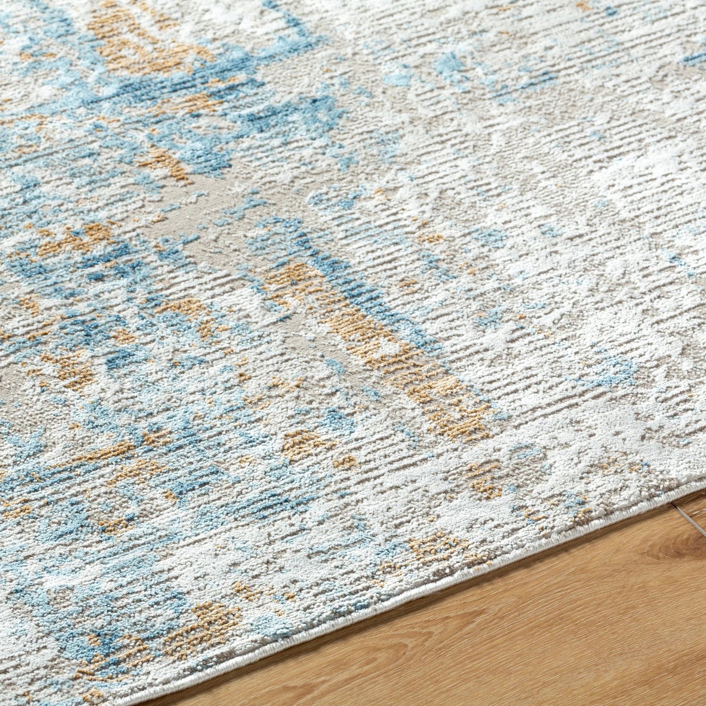 004 SI-2132404,SI-2132405,SI-2132406,SI-2132407 | Closeup | Allegro Rug - 500919 by Livabliss in tan, light beige, ivory, navy, blue. Made from face: 80% polyester, 20% polypropylene, warp: 100% jute in a unique style.