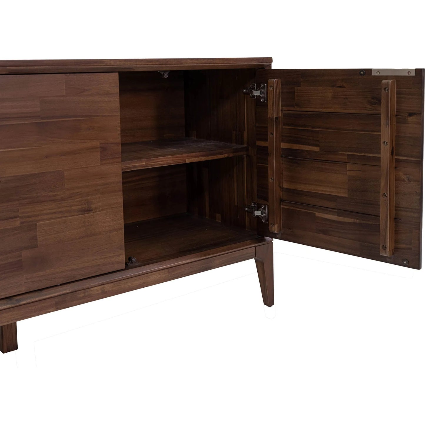 010 SI-2533482 | Closeup | Allure Wooden 3 Door Sideboard by LH Imports in brown and brown, brass. Made from solid acacia wood, mdf, brass metal handles in a unique style.
