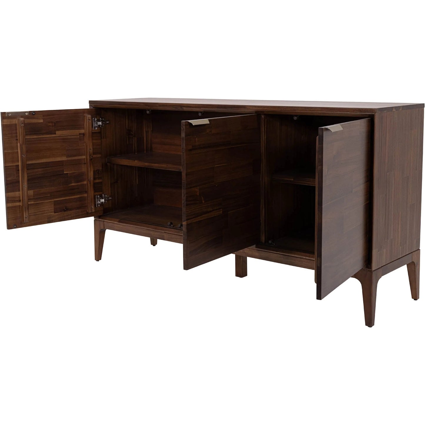 004 SI-2533482 | Additional Silo | Allure Wooden 3 Door Sideboard by LH Imports in brown and brown, brass. Made from solid acacia wood, mdf, brass metal handles in a unique style.